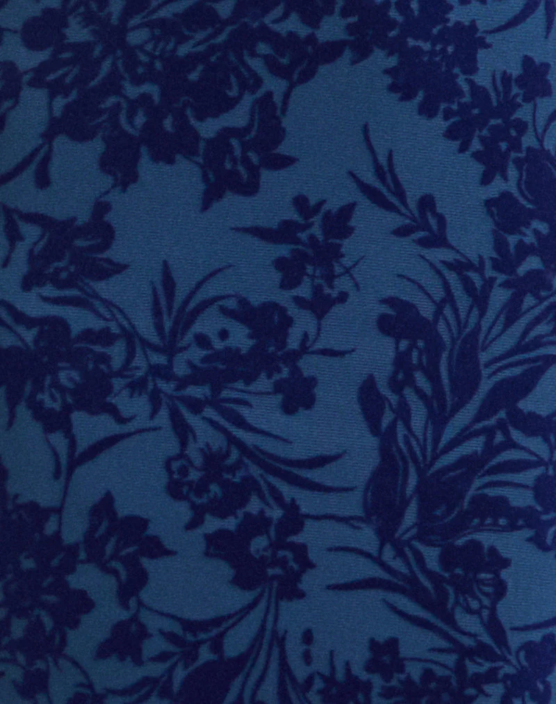 Ventura Maxi Dress in Midnight Leaf Flock Navy