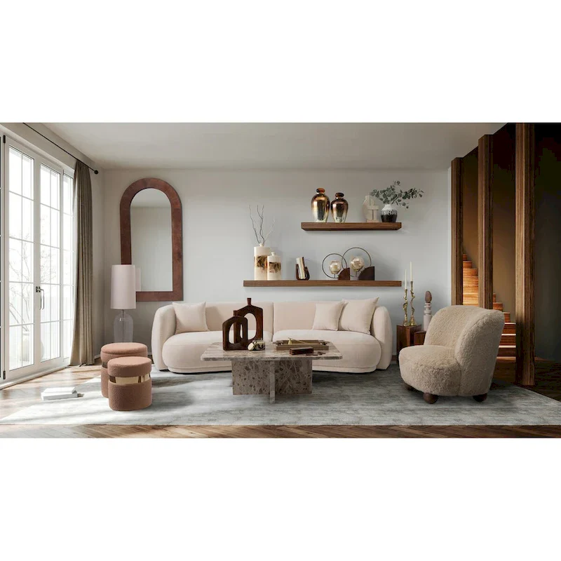 Neutral Modern 4 Seat Rectangle Curved Sofa - 117 x 49 x 31