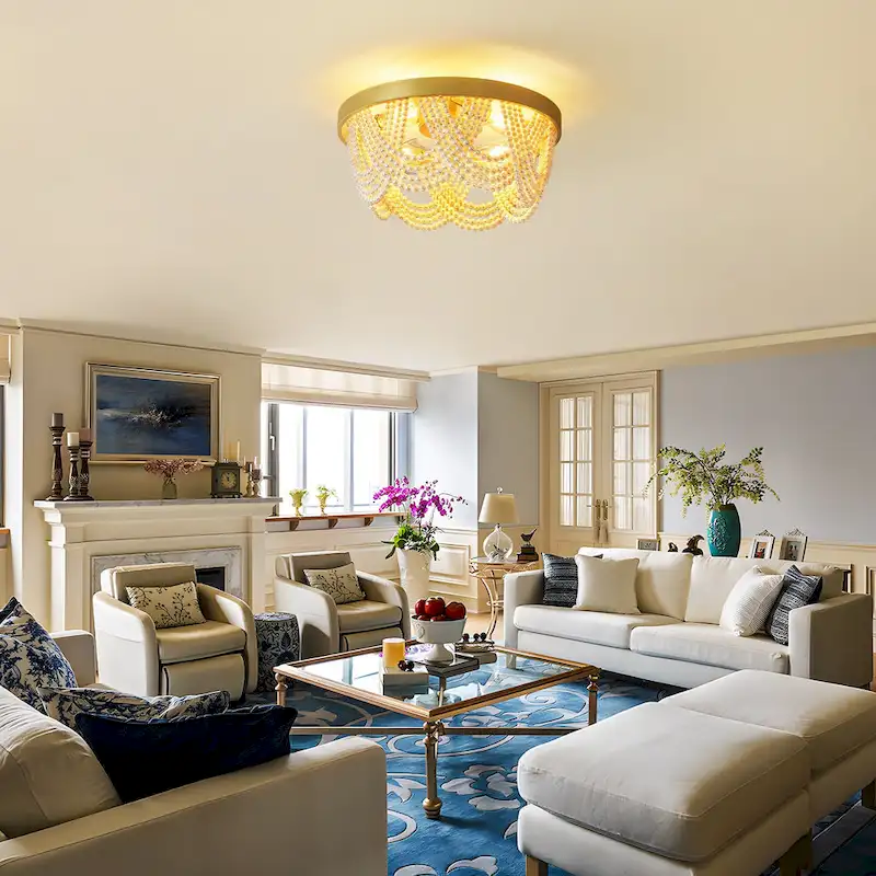 20  Boho Crystal Ceiling Fans with Lights Flush Mount