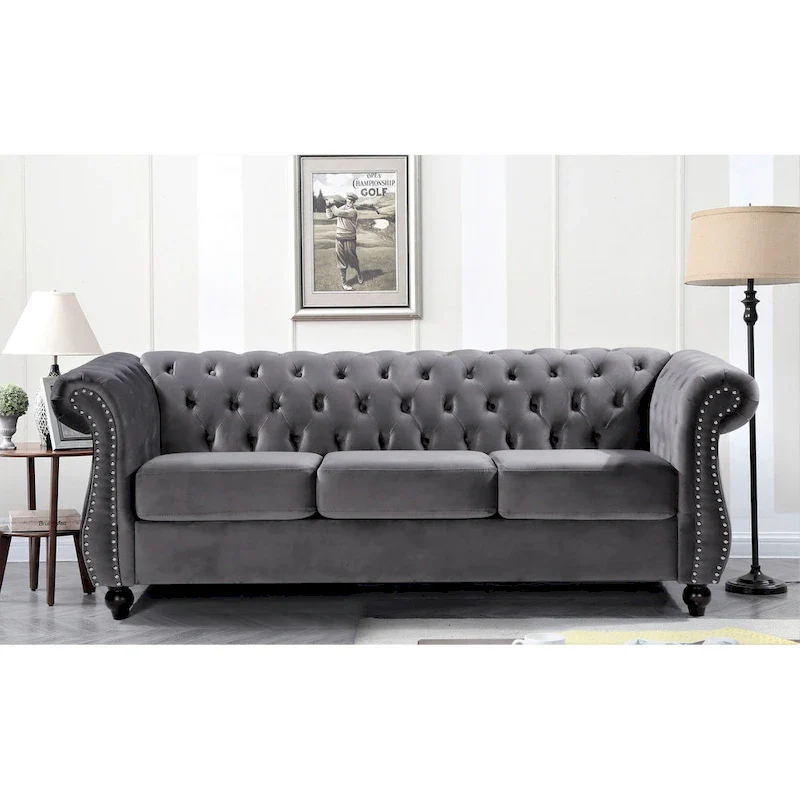 Kemos Velvet Chesterfield 2-piece Living Room Set