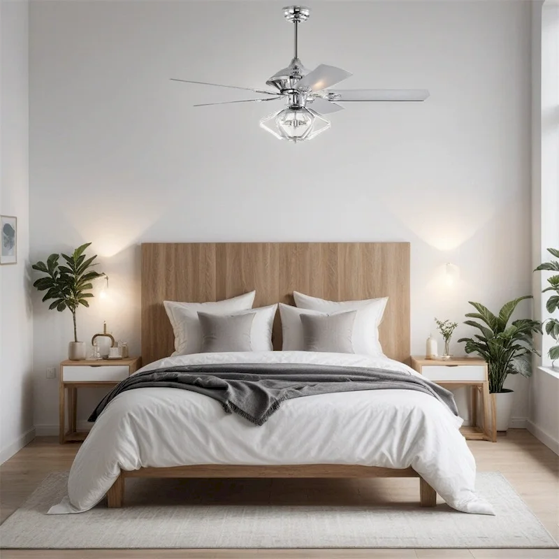 3 Speed Crystal Ceiling Fan with Remote and Reversible Blades