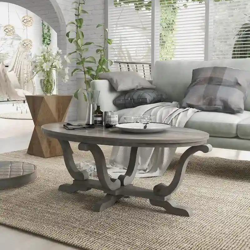 DH BASIC Farmhouse Vintage Grey 48-inch Coffee Table by Denhour