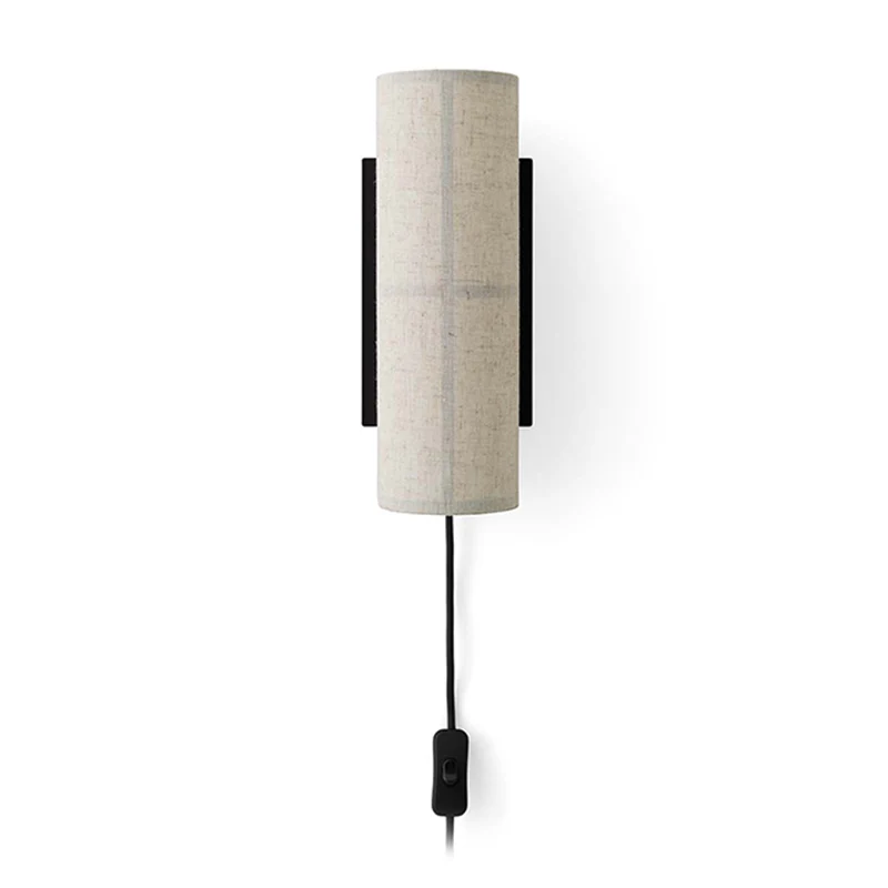 Modern Linen Beige Cylinder Wall Sconce with Switch