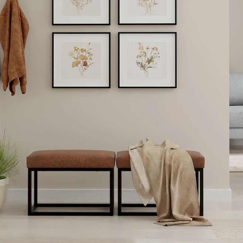 WYNDENHALL Kerwood 26 inch Wide Contemporary Rectangle Ottoman Bench in Faux Leather