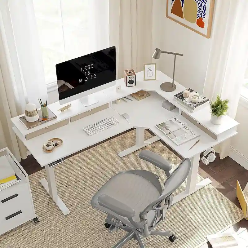 FEZIBO/Home Office Furniture/Brown&Black/Wood/Standing Desk/Desks