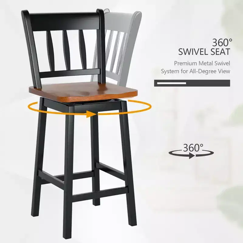 Costway 4PCS Bar Stool 24.5'' Swivel Counter Height Chair w/ Footrest