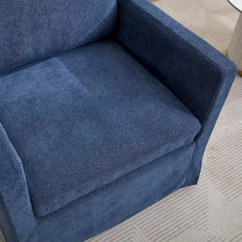 Modern 29.92  Chenille 360 Swivel Accent Chair with Solid Wood Frame and Removable Back Cushion