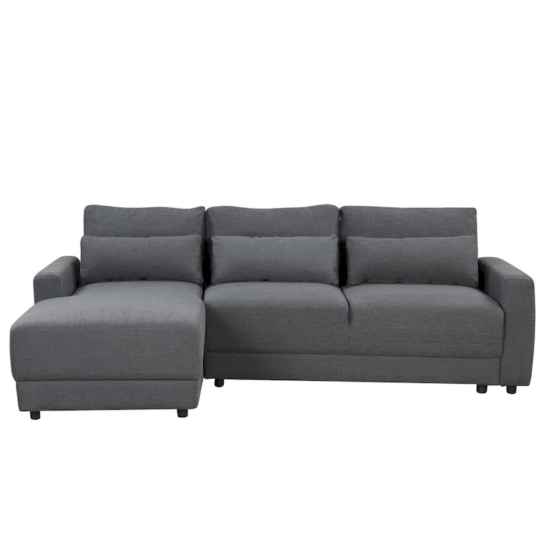 L-shaped Modular Sectional Sofa with Removable Back Cushions and 3 Pillows