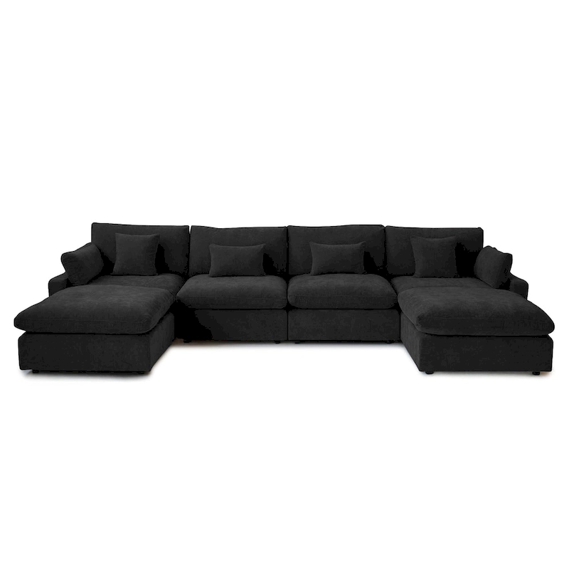 156 Convertible Modular Sectional Sofa Couch, Modern U Shape Minimalism Sofas Couches with Pillows