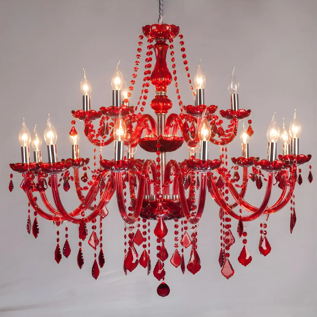 Mid-Century Luxurious Crystal Candelabra Chandelier