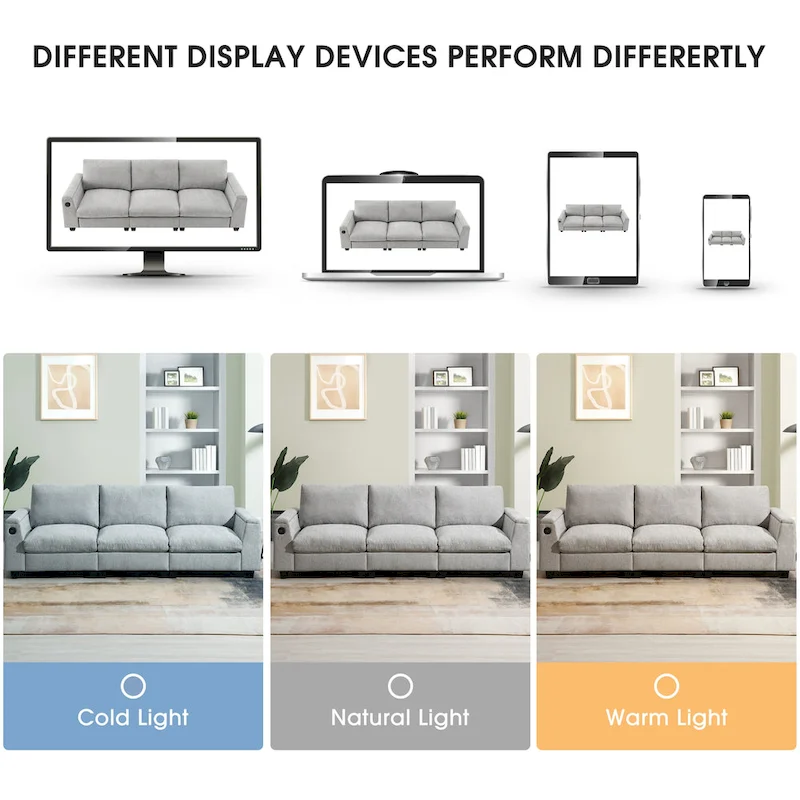 96 Chenille Smart Sectional Sofa with Bluetooth Speaker, Drop-Down Table & USB Charger and 3-Seater Cloud Couch