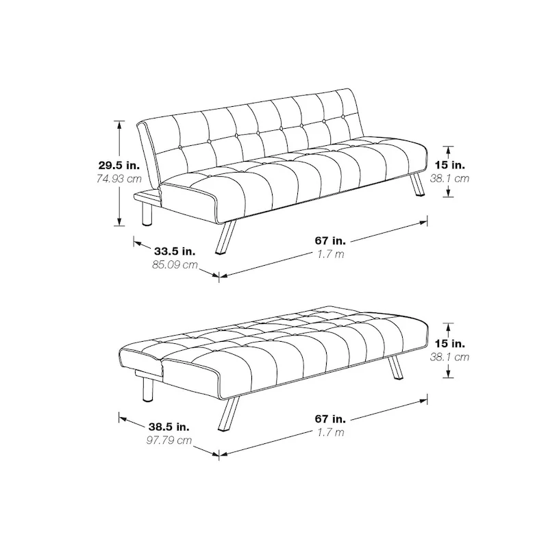 Futon with Stainless Steel Legs