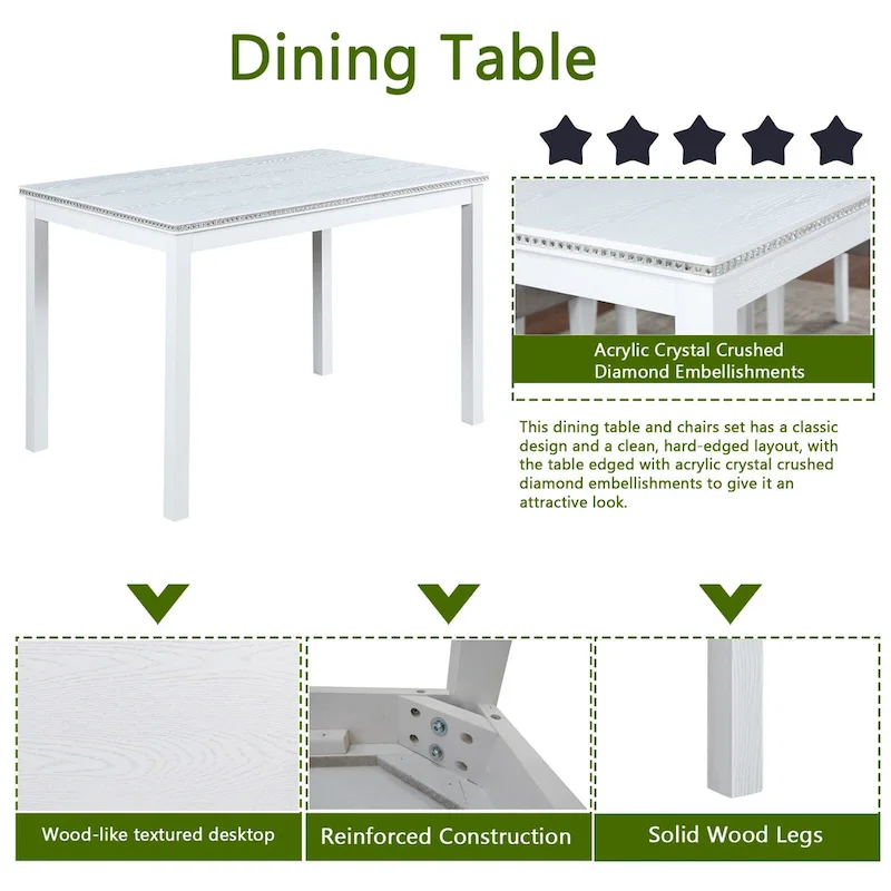 5 Piece Wooden Dining Table Set