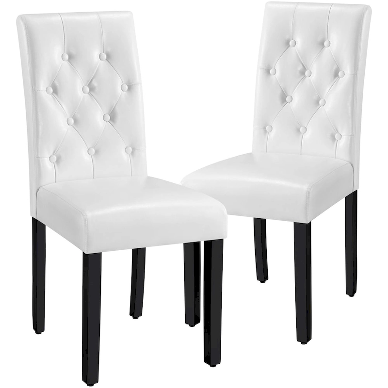 Yaheetech Button Padded Dining Chair with Solid Wood Legs Set of 2 - Set of 2
