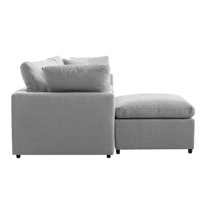 Luxurious Down-Filled L-Shaped Sectional Sofa with Reversible Chaise, Light Gray
