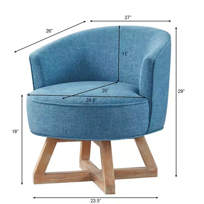 GDFStudio Glenn 360 Swivel Linen Upholstery Rubberwood Cross Base Chair