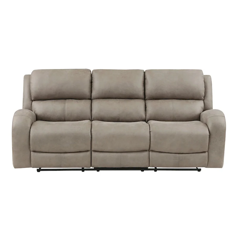Patsy 85 Inch Manual Double Recliner Sofa, Brown Tufted Back Microfiber