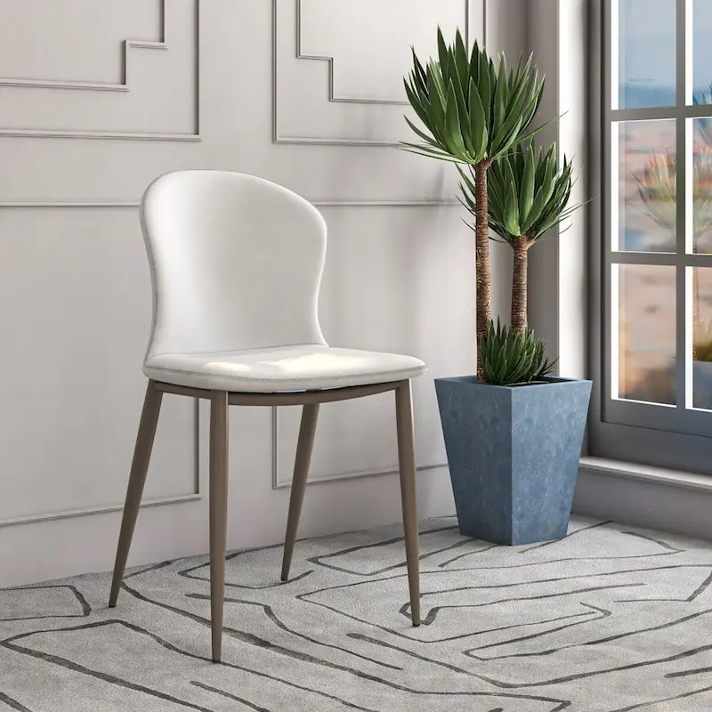 Modern Upholstered Fabric Dining Chair with Metal Legs, Mosaic Style Kitchen Side Chair