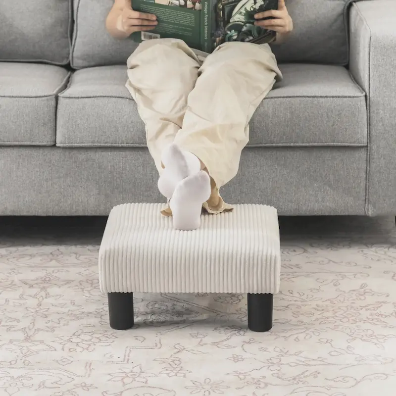 Adeco Ottoman Upholstered Fabric Footrest Pet Steps Dog Stair Stool