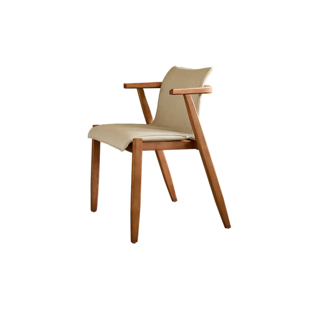 Oak wood Faux Leather Mid-Century Arm Chair