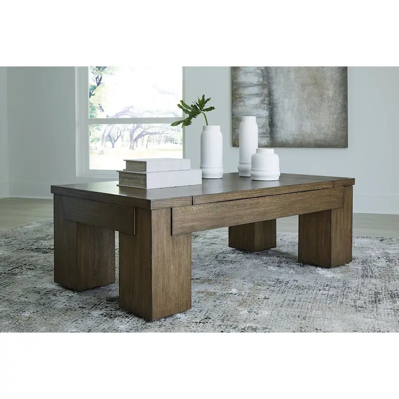 Signature Design by Ashley Rosswain Brown Lift-Top Coffee Table - 54W x 28D x 18H