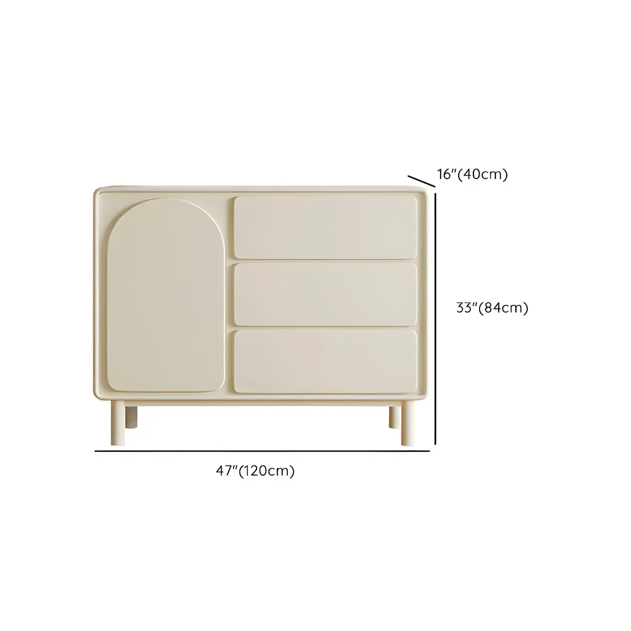 Durable Off-White Wooden Combo Dresser with Shelves
