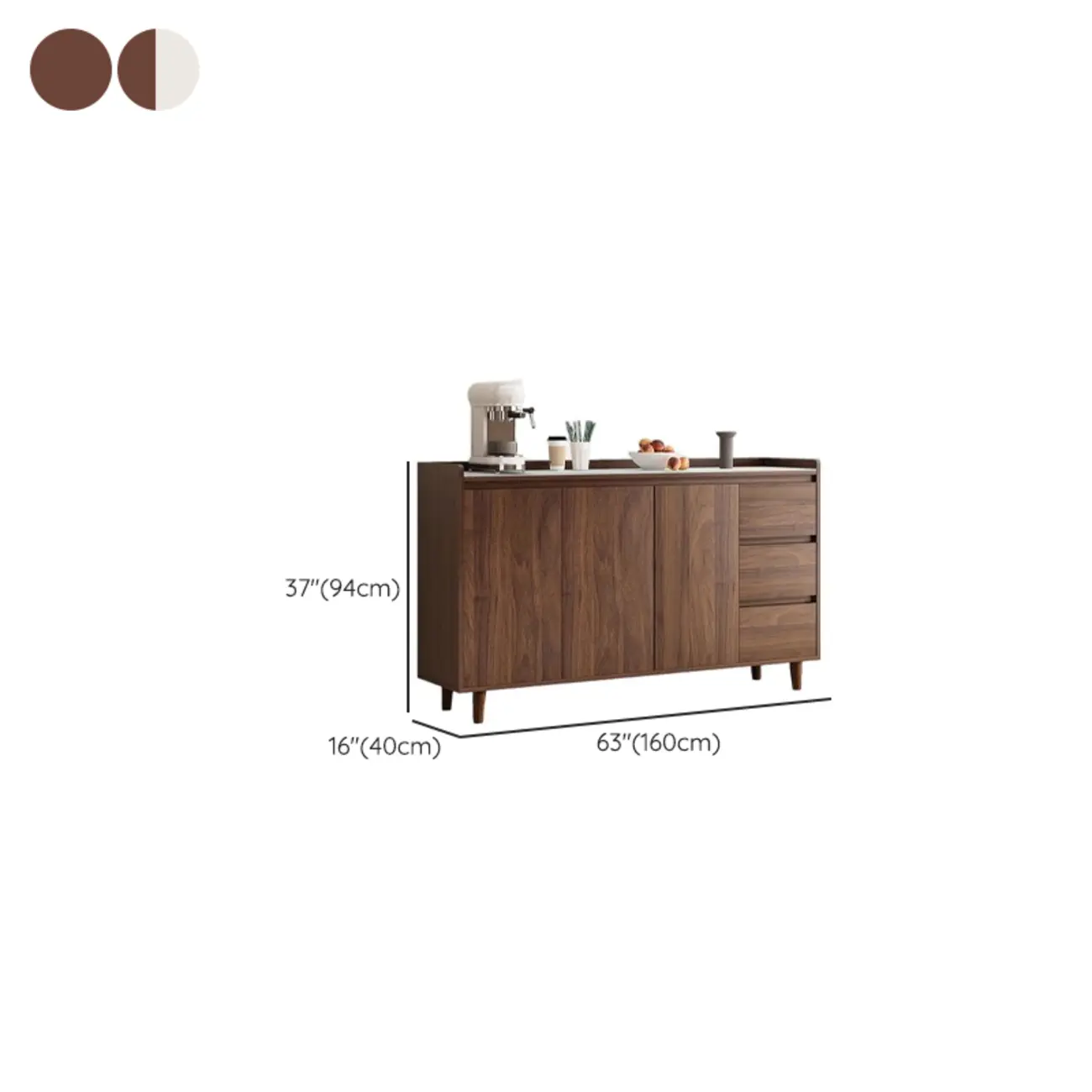 Modern Wood Sideboard with Glass Countertop
