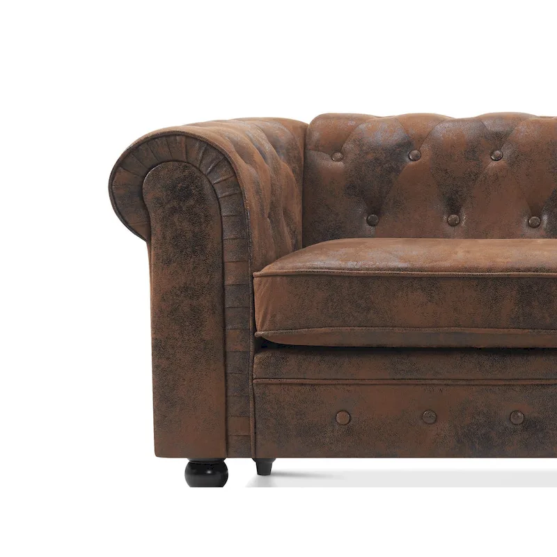 Modern Quilted Club Sofa with Oak Legs
