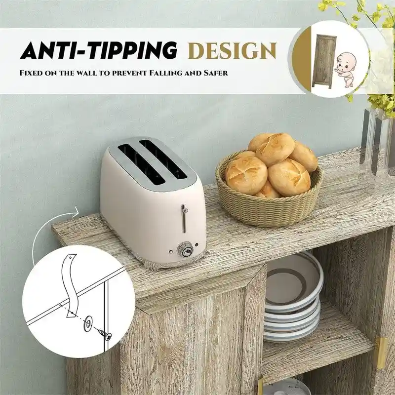 Credenza Buffet Cabinet Wooden Coffee Bar Cabinet - 11.8D x 39.4W x 30.7H