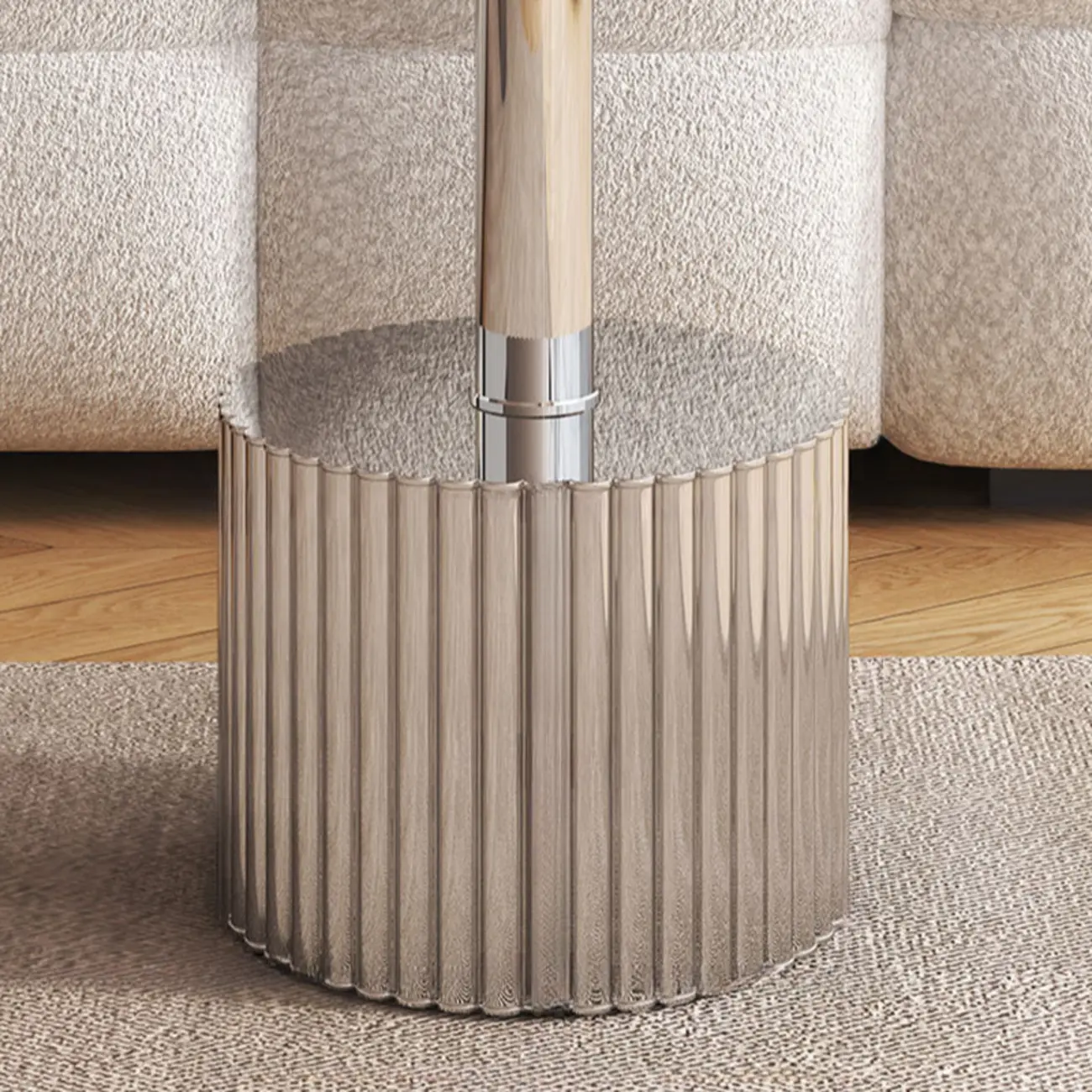 Modern Waterproof Glass Round Coffee Table with Silver Base