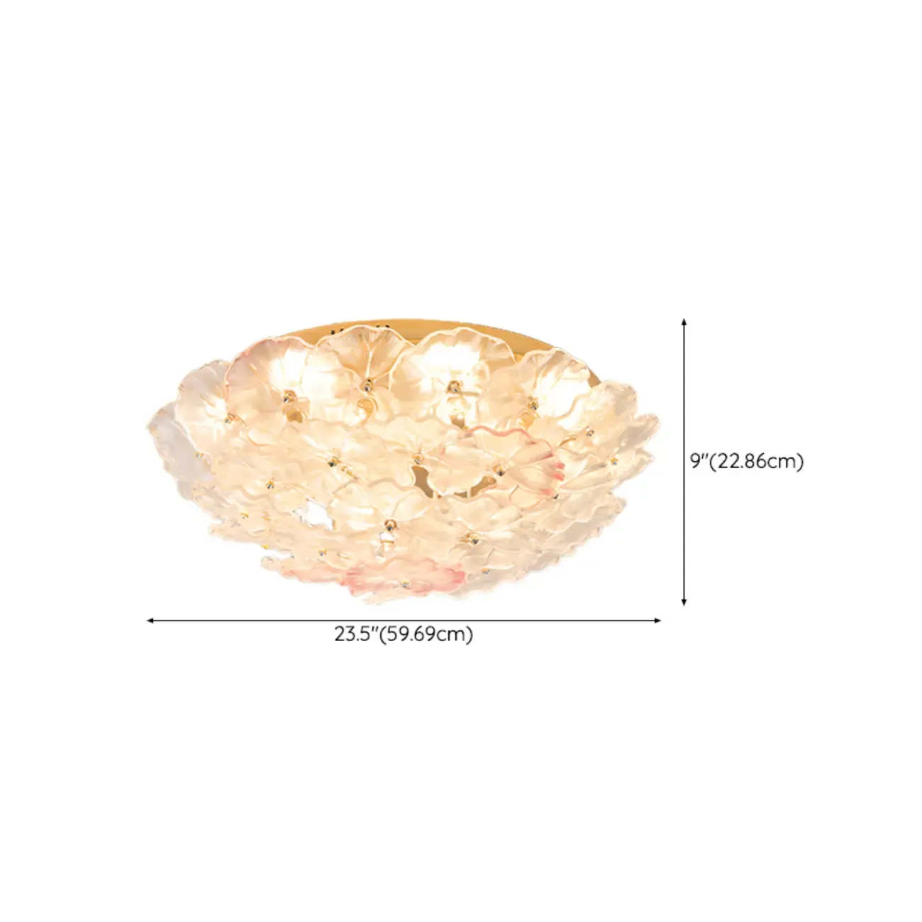 Glass Flower Shape Aureate Stainless Fixture Flush Mount Ceiling Light