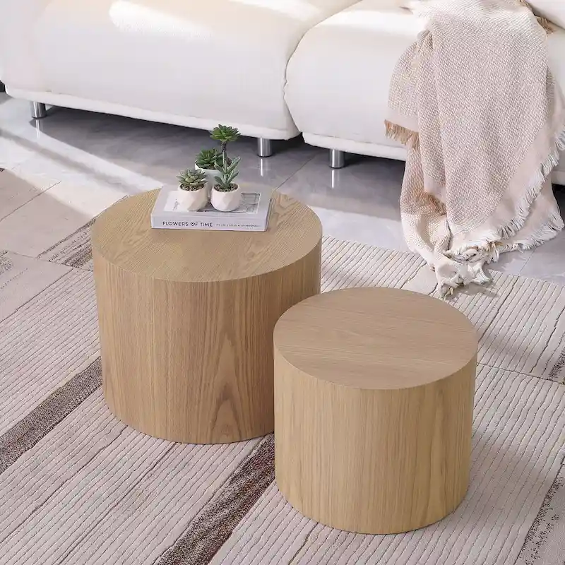 Round Nesting Tables Set, Coffee & End Tables, No Assembly