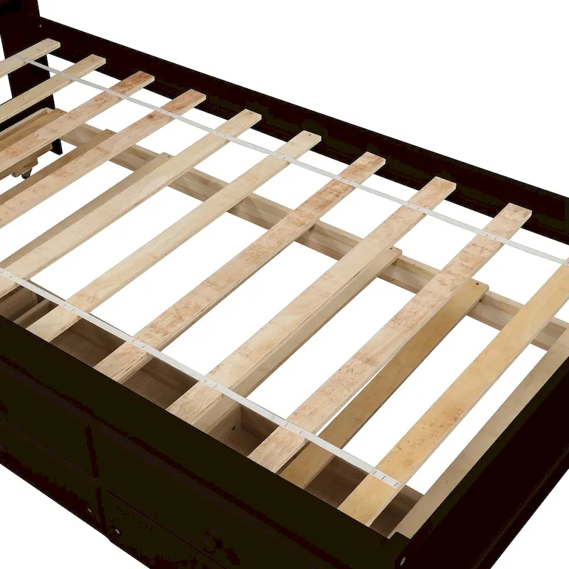 Twin Bed with Twin Trundle,Drawers