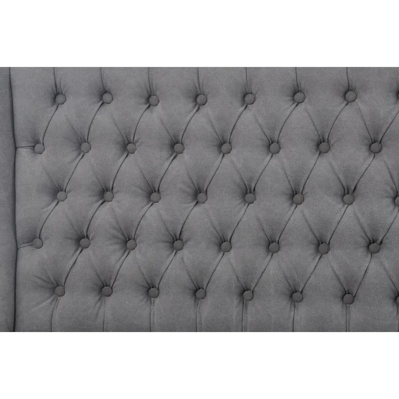 French Tufted Upholstered Dining Banquette Bench (Light Sand Fabric)