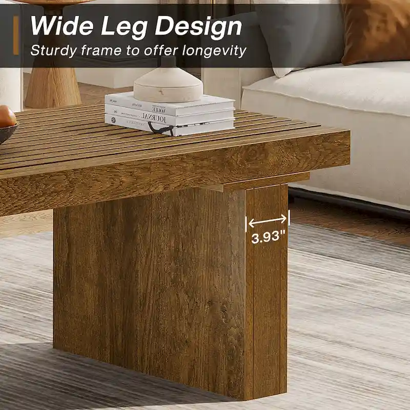 47.24-Inch Farmhouse Coffee Table, Rectangle Coffee Table
