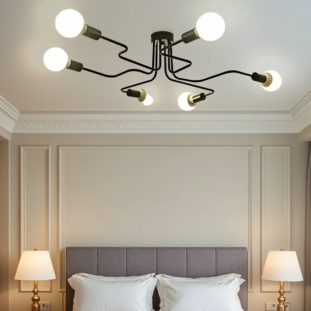 Industrial Branch Metal Semi Flush Ceiling Light