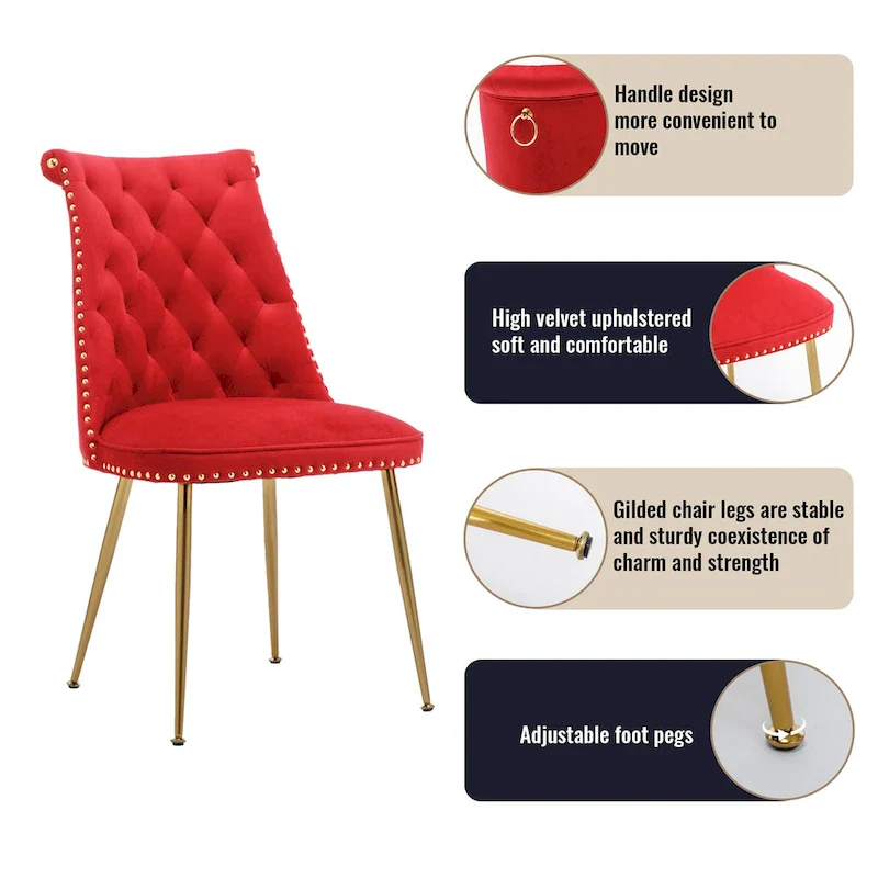 7-Piece  Walut Wood Dining Table with Velvet Chair Dining Chair