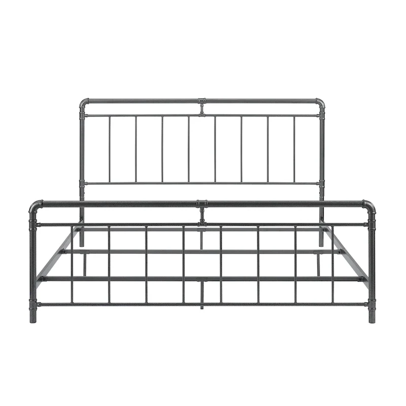 Retro Charcoal Black Metal Bed