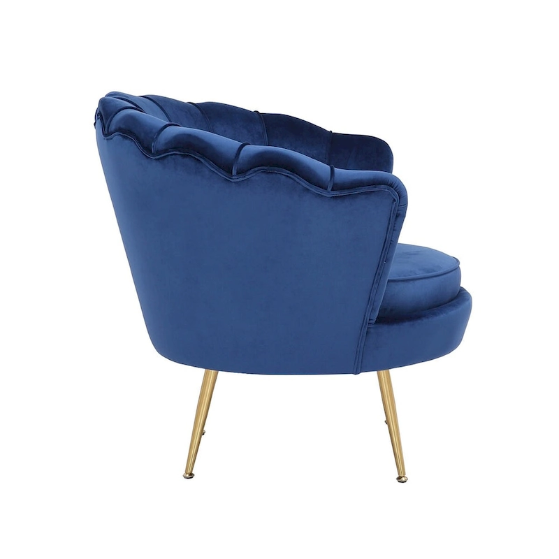 Blue Velvet Lounge Chair - 29  H x 32.5  W x 31.5  D