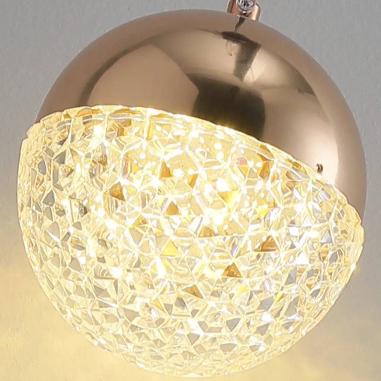 Modern Rose Gold Clear Globe Liftable Pendant Light
