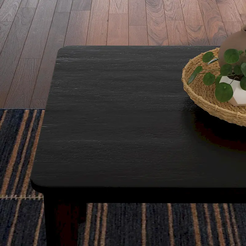 Black Wood Rectangle Dining Table 66 x 30 x 36 Inches, Modern Kitchen Dining Room Table