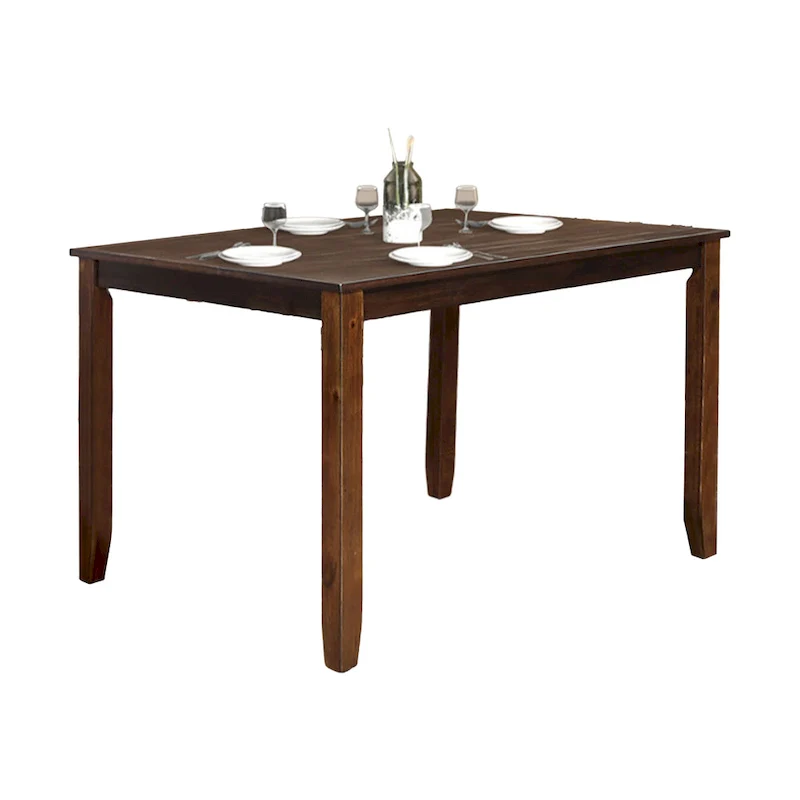 5 Piece Dining Table Set, 4 Cross Back Chairs, Cherry Brown Solid Wood