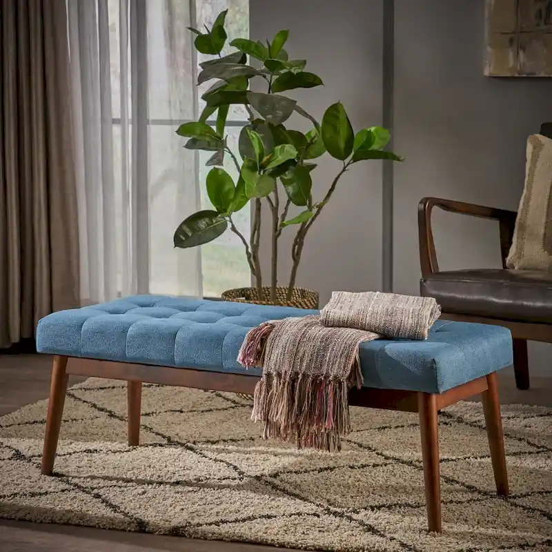 Flavel Tufted Fabric Ottoman Bench by Christopher Knight Home