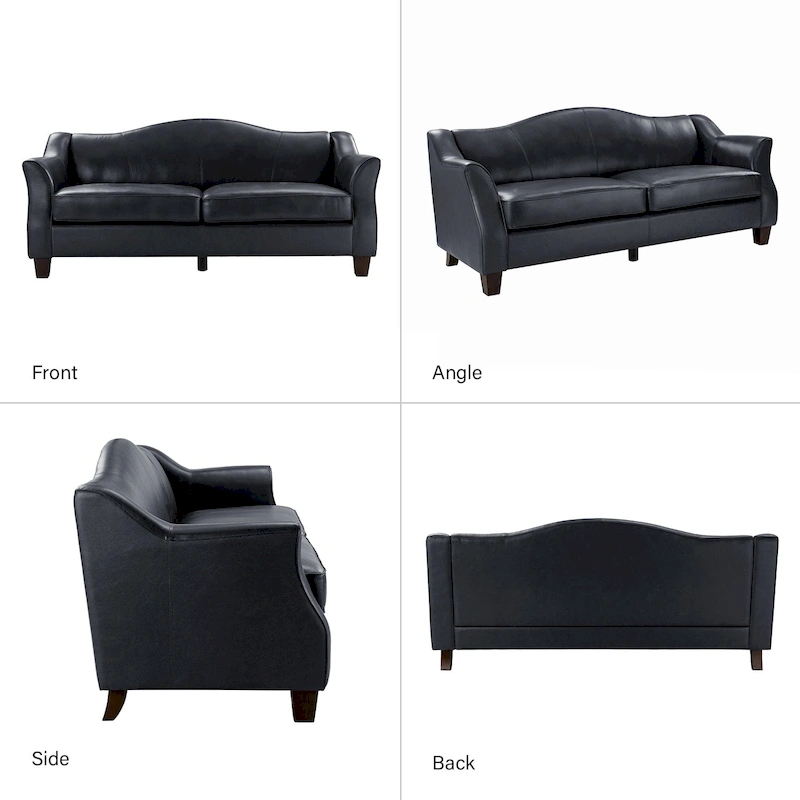 Sandra 81.5 Classic Genuine Leather Sofa With Solid Wood Legs By HULALA HOME