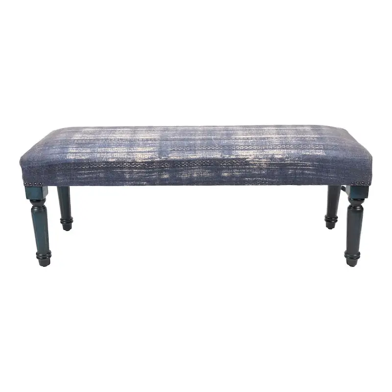 47  Antique Blue Distressed Rectangular Bench