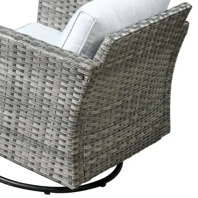 HOOOWOOO 10-piece Grey Rattan Patio Furniture Set with Fire Pit
