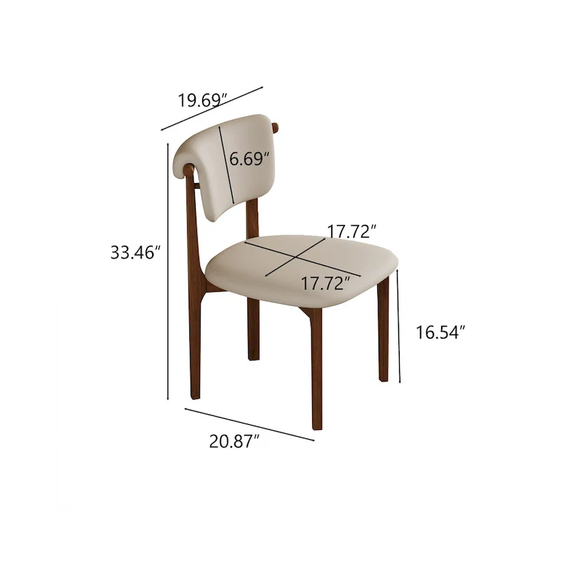 Modern Faux Leather Dining chair, Beige, Solid Wood legs, 2 Pieces