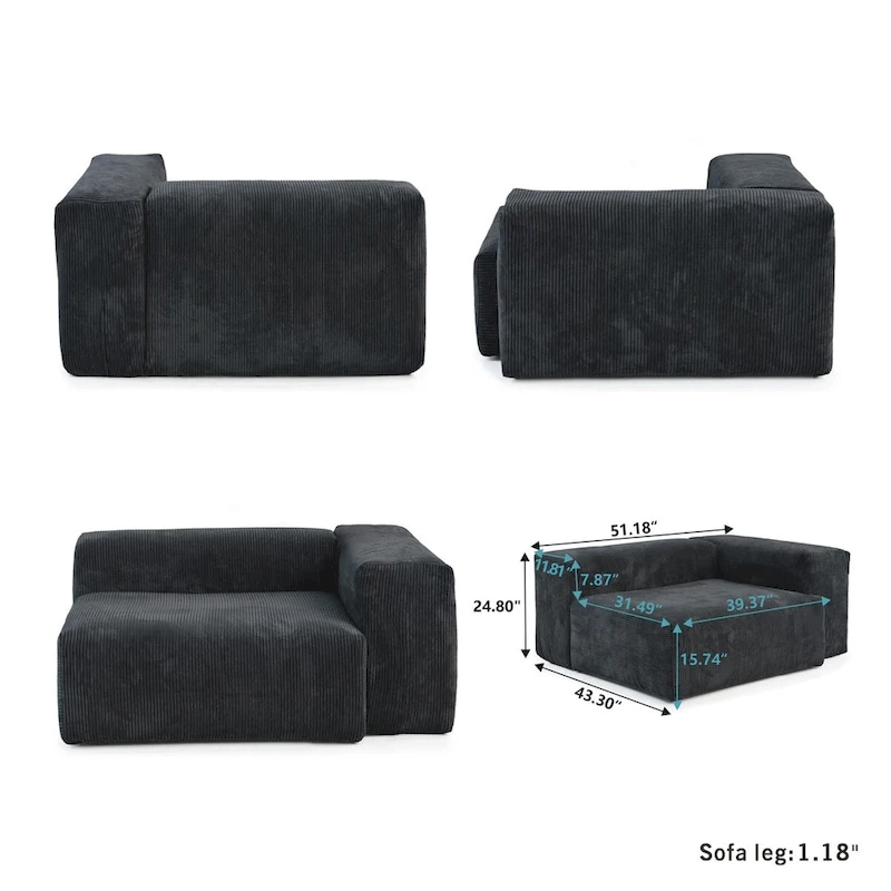 U-Shaped Luxurious Modular Sectional Couch with Chaise Ottoman