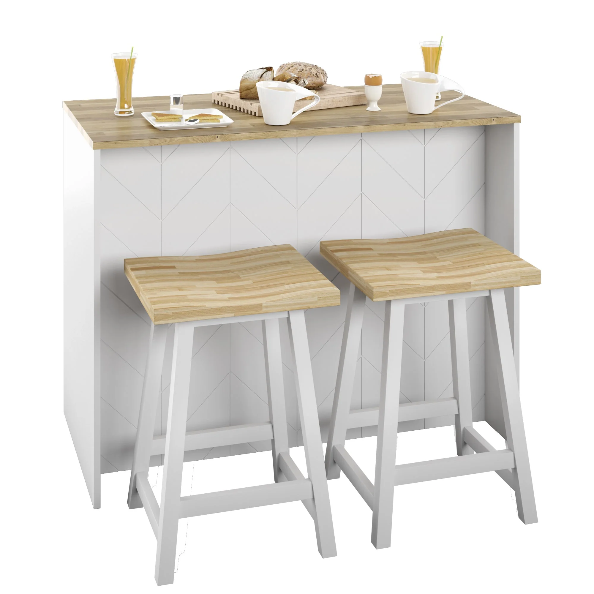 Classic Modern Kitchen Island with Butcher Block Top