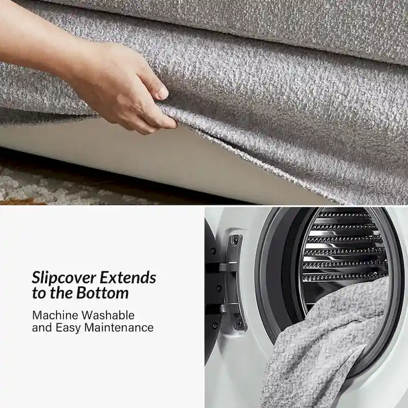 Volkhard 80.5  Modern Slipcovered Sofa With Removable Back Cushion By HULALA HOME